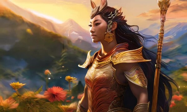  A noble centaur with a gleaming bronze coat and a majestic human torso adorned 