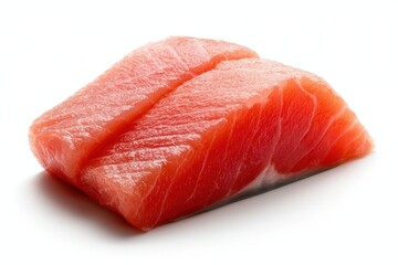 Freshly cut piece of salmon, showcasing its vibrant color and texture, perfect for culinary presentations, menus, or health-focused articles, Ideal for food blogs, restaurants, and cookbooks,