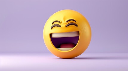 A crying-laughing emoji on a lavender background