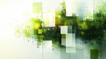 Abstract Green Technology Art with Geometric Shapes