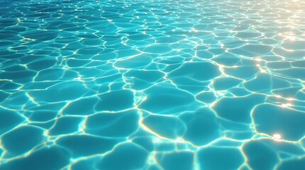 Obraz premium Pool water with turquoise ripples and sunlight peeking through its surface, shine, ripple, light