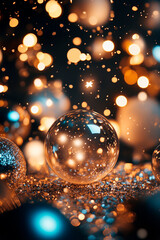 Glittering Crystal Ball with Golden Holiday Lights