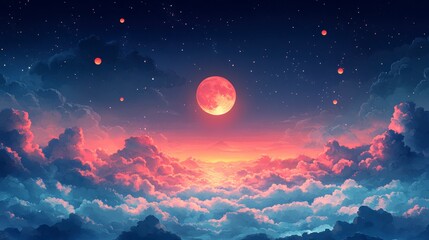 A Dreamlike Celestial Sunset Over a Sea of Clouds