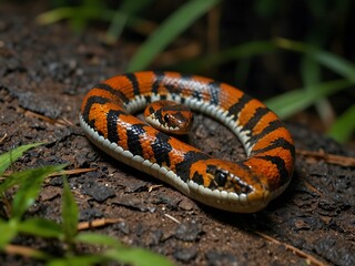 Fototapeta premium Borneo Viper snake (Tropidolaemus subannulatus) in the wild.