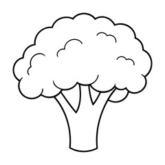  Simple black and white line art illustration of a broccoli, Minimalist vegetable design