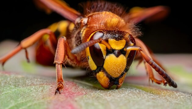 Macro Photograph of a Hornet on a Leaf