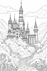 Obraz premium a color sheet of a drawing of a castle 