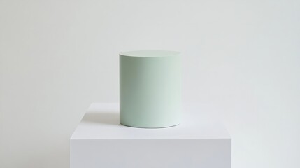 A soft mint pedestal against a white surface