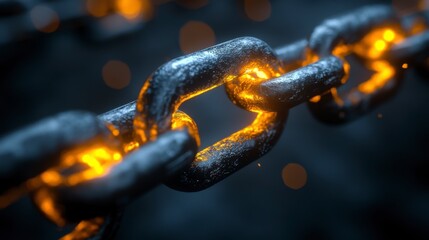 Fiery Chain Link: A Detailed Industrial Metal Chain Structure