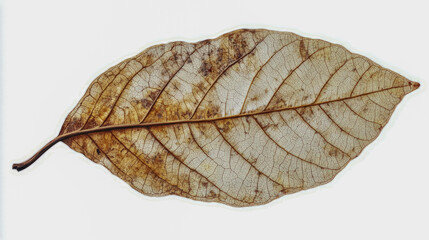 Detailed view of a dried leaf showcasing intricate vein patterns and texture