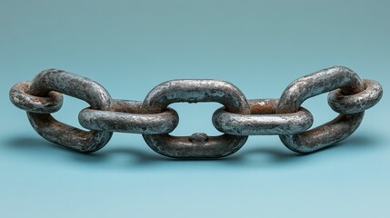 Obraz premium Detailed View of a Weathered Industrial Chain Link - A Robust Metal Chain Design