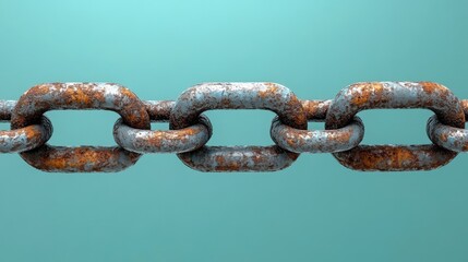 Fototapeta premium Detailed View of a Weathered Metal Chain, showcasing the Robustness of Industrial Components