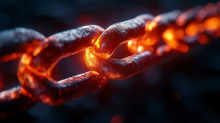 Burning Metal Chain Link: A Stunning Industrial Artpiece