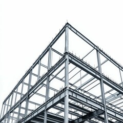 Steel framework, building construction, geometric structure.