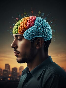 Brainwork and brainstorming illustration.