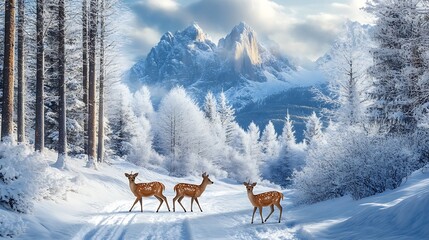 deer in a snowy field