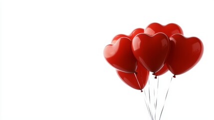  a bunch of red heart-shaped balloons floating in the air against a white background