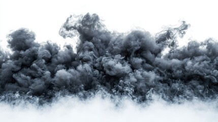 a black smoke cloud on a white background, creating a stark contrast between the two colors The smoke appears to be in motion, giving the image a dynamic and capti
