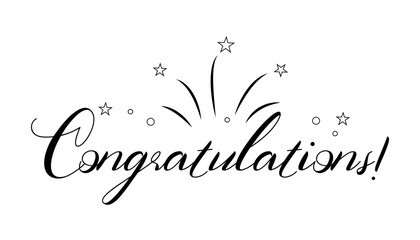 Hand drawn congratulations lettering vector illustration.