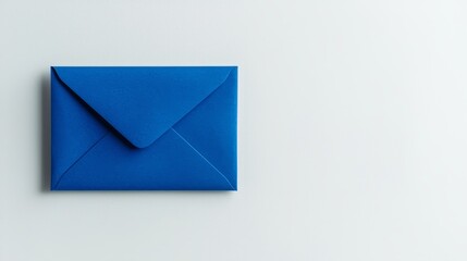  a blue envelope on a white background, providing a vivid contrast between the two colors The envelope is a deep, vibrant blue, standing out against the stark white