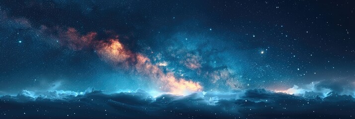 Fototapeta premium Starry night sky with colorful celestial patterns and deep blue backdrop