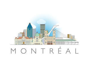 Obraz premium Montreal_cityscape_landmark_drawing_illustration