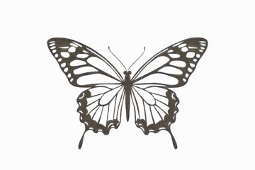 Fototapeta premium Intricate monochrome butterfly silhouette on a white background