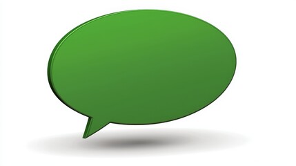  a green speech bubble on a white background The speech bubble is a vibrant green color, standing out against the stark white backdrop