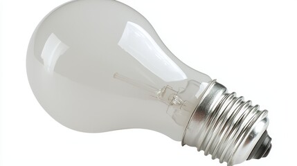  a light bulb on a white background The bulb is the main focus of the image, with the white background providing a stark contrast to the light bulb