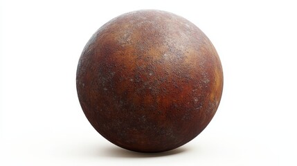 Fototapeta premium a rusty metal sphere on a white background The sphere is round in shape and has a brown color