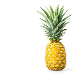 Fototapeta premium Fresh pineapple with vibrant green leaves on a white background. isolated on white background.