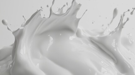  a splash of white milk on a white background, creating a vivid contrast between the two colors The milk is in the center of the image, with the white background pr