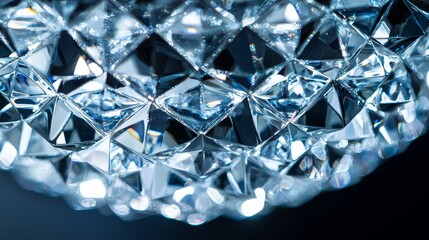  a close up of a diamond chandelier on a black background The diamond is sparkling and glimmering, reflecting the light and creating a beautiful contrast against th