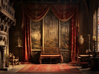Medieval Castle Tapestry Interiors