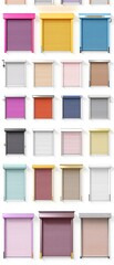 Array of customizable roller shutters in different colors, choice, color options, individualized, unique, personalized