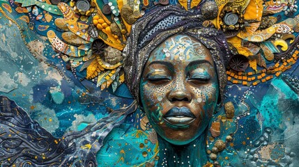 Obraz premium Yemaya: Modern Ocean Goddess
