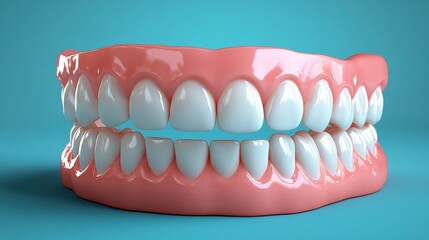 Fototapeta premium Detailed 3D Model of Human Teeth and Gums: A Comprehensive Dental Anatomy Visual Aid for Education and Awareness