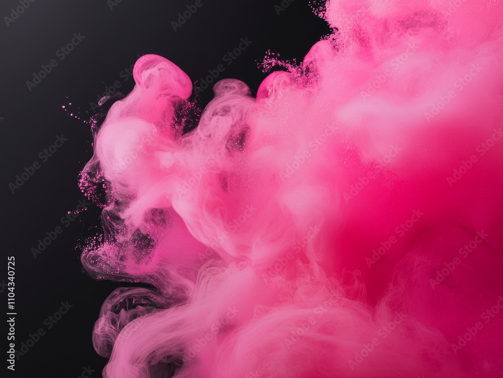 Aufkleber Vibrant splashes of neon paint swirl dynamically against a black backdrop, symbolizing creativity and the complexity of thought, with space for text on the right