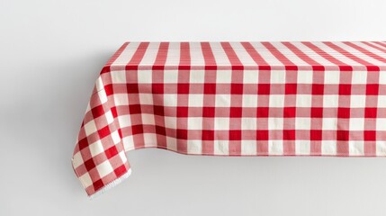  a red and white checkered tablecloth on a white background, creating a classic and timeless look
