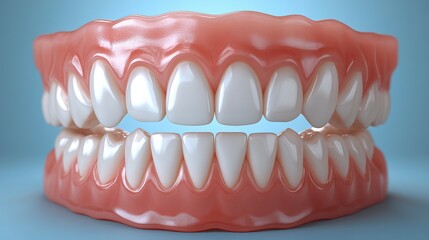 Obraz premium Detailed 3D Model of Human Teeth and Gums: A Comprehensive Dental Anatomy Visual