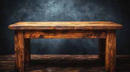 A rustic wooden table against a textured dark background, emphasizing craftsmanship and simplicity.