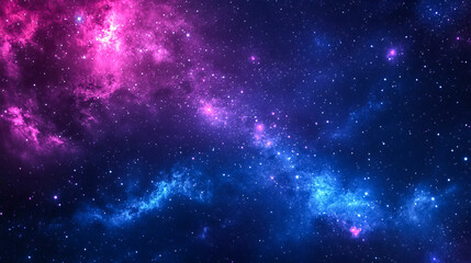 Fototapeta premium Vibrant pink and blue nebula in starry night sky with cosmic clouds and galaxies