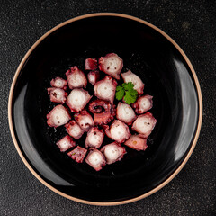 Octopus food seafood octopus tentacles fresh tasty food dish pescetarianism delicious gourmet food background on the table rustic food top view copy space keto and paleo diet