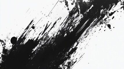 A black splatter ink background offers a striking and dynamic contrast and visual experience. Abstract black watercolor paint splash background. black splash isolated on white