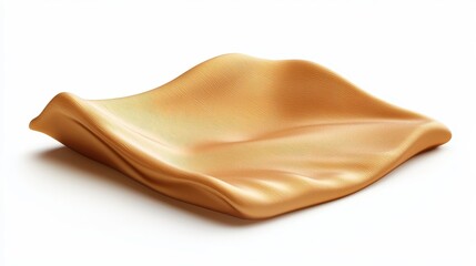  a close up of a golden seat cushion on a white background The cushion is made of a soft material and has a smooth, glossy finish It has a curved shape and is slig