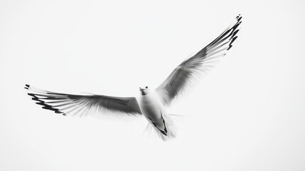  a seagull soaring through the sky with its wings spread wide, its white feathers glistening in the sunlight