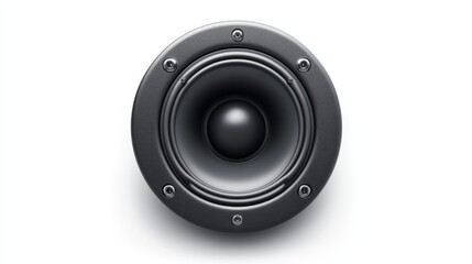  a close up of a black woofer on a white background