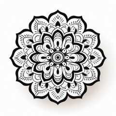 Black Vector Mandala Pattern on White Background