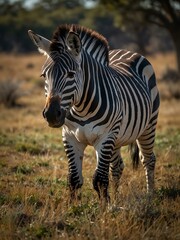 Obraz premium Burchell’s zebra grazing in the wild.