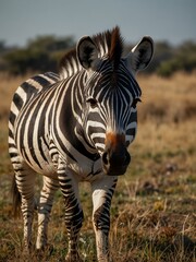 Naklejka premium Burchell’s zebra grazing in the wild.